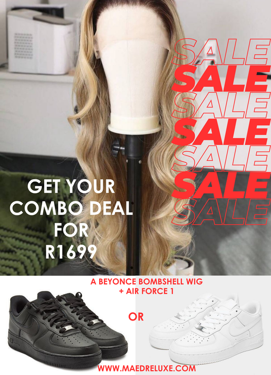 COMBO Beyoncé Bombshell (Human Blend) & Black or White Classic Air Force 1